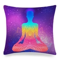 Dettaglio della silhouette da meditazione e motivo loto su fodera per cuscino mandala - 45x45 cm / Figura Zen Cielo Stellato Viola (13)