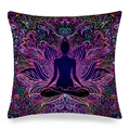 Dettaglio della federa per cuscino yoga mandala con figura in meditazione e motivi - 45x45 cm / Meditazione Psichedelica Rosa Viola (25)