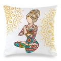 Dettaglio federa in morbida pelle di pesca con arte yoga mandala colorata in meditazione - 45x45 cm / Figura di Meditazione Bohémien Bianca (28)