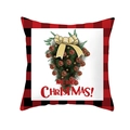 Christmas buffalo plaid pillow case with pinecone wreath and Merry Christmas text - Red Plaid Border with Pinecone Decoration (Style 20) / 18x18 Inch / Colorful