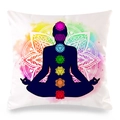 Dettaglio dei sette simboli dei chakra su una fodera per cuscino da yoga mandala - 45x45 cm / Sfumatura Acquerello Mandala Bianco (33)