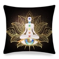 Dettagli della federa per cuscino mandala con punti chakra e geometria sacra dorata - 45x45 cm / Geometria Sacra Nero Oro (35)