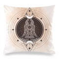 Dettaglio copricuscino yoga mandala con donna in meditazione e stelle lunari - 45x45 cm / Donna Spirituale Astrologia Bianco Sporco (36)