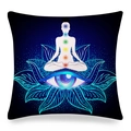 Dettaglio della federa Mandala Yoga con simboli dei chakra e motivo meditazione - 45x45 cm / Occhio di Loto Chakra Blu Scuro (37)