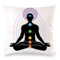 Dettaglio federa yoga Mandala con i sette simboli dei chakra colorati su sfondo bianco - 45x45 cm / Sette Chakra Minimalisti Bianchi (39)