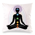 Dettaglio della stampa meditazione Chakra su federa bianca in tessuto pelle di pesco - 45x45 cm / Yoga Meditazione Loto Viola Bianco (40)