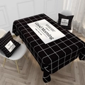 Modern black and white grid tablecloth and cushion set with Good Morning slogan print - 40*70cm / Black White Grid Good Morning (款式4)