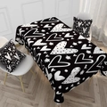Close-up of Nordic style black tablecloth with white heart patterns and matching pillow - 40*70cm / Black White Heart Stars (款式7)