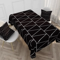 Waterproof cotton linen tablecloth with black and white geometric pattern and cushions - 40*70cm / Black White Zigzag Wave (款式5)