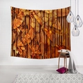 Detail showing 3D wooden texture and leaf patterns on a decorative wall tapestry - 3D Wood Leaf Vintage (9)