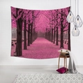 Detail of cherry blossom forest tapestry with vivid pink trees on white brick wall - Pink Forest Avenue (13)