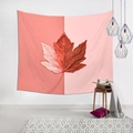 Detail of artistic maple leaf tapestry showing fine fabric texture on a brick wall - Minimalist Art Maple Leaf (14)