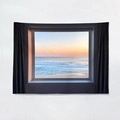 Dettaglio dell'arazzo con stampa digitale ad alta definizione e tramonto sul mare - 100x70(Pelle di Pesca) / Tramonto in Finta Finestra Profonda (7)