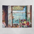 Dettaglio della trama di un arazzo impressionista con paesaggio di Venezia - 100x70(Pelle di Pesca) / Pittura a Olio di Venezia (11)
