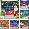 Christmas wall hanging tapestry featuring Santa Claus and reindeer holiday decorations - Christmas Decorative Style (G231) / 100x70cm Peach Skin Velvet
