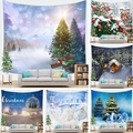 Christmas tapestry wall hanging set with six festive holiday tree and snow landscape designs - Christmas Decorative Style (G241) / 100x70cm Peach Skin Velvet