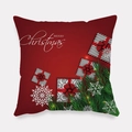 Christmas peach skin pillowcase with festive red gift boxes and white snowflake patterns - Big Red Gift Box Snowflake Style (tpr-16)