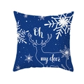 Housse de coussin de Noël bleu nordique avec renne blanc et motif Oh My Deer - 45x45cm / Bleu foncé avec silhouette d'élan blanc et texte 'Oh My Deer' (Style 12)