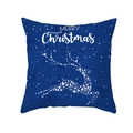Housse de coussin de Noël bleu nordique avec renne blanc et texte Merry Christmas - 45x45cm / Bleu Foncé Éléments de Noël Renne Merry Christmas (Style 15)
