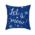 Housse de coussin de Noël bleue avec flocons et texte Let it snow pour décoration - 45x45cm / Bleu Foncé Flocon de Neige Blanc « Let it snow » (Style 6)