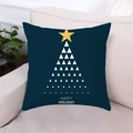 Dettaglio della federa natalizia blu navy con stella dorata e motivo di albero festivo - Blu Scuro Albero di Natale Triangolo Patchwork (11)