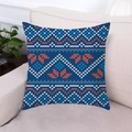 Fodera per cuscino con motivo a onde retrò su divano bianco con sfondo di piante verdi - Blu Scuro Onda Geometrica Stile Etnico (16)