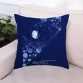 Dettaglio della federa blu scuro con motivi a cerchi geometrici astratti sul divano beige - Blu Scuro Illustrazione Cerchio Astratta (25)