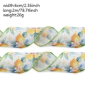 Easter wired ribbon featuring lemon and floral patterns, 6cm wide for DIY gift wrapping - 2 Meter Pack / Yellow Lemon Style
