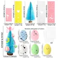 Easter decoration set with blue sisal tree, colorful felt strips and speckled foam eggs - Large / Blue