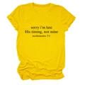 Dettaglio della t-shirt in cotone giallo con risvolto maniche e stampa nera - Taglia S / Giallo (Font Nero)