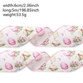 Paaslint met konijnen en eieren, 6 cm breed, voor decoratie van het lentefeest - 5 Meter/Verpakking / Roze Paasei Stijl