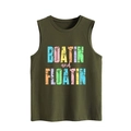Détail du débardeur vert olive avec impression rétro texturée Boatin and Floatin - S / Vert Militaire
