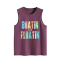 Détail d'un débardeur violet Boatin and Floatin avec typographie vintage colorée - S / Fuchsia