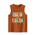 Détail du débardeur en coton orange rouille avec imprimé graphique vintage Boatin and Floatin - S / Orange Brûlé