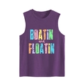 Débardeur violet décontracté sans manches avec slogan Boatin and Floatin coloré - S / Violet