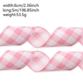 Roze en wit geruit paaslint met ijzerdraad voor DIY-strikken en cadeauverpakkingen - 5 Meter/Verpakking / Roze Gingham Stijl