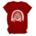 Rotes Kurzarm-Mama-T-Shirt mit buntem Regenbogen-Grafikdesign und Rundhals-Ausschnitt - S / Oberteile / Rot