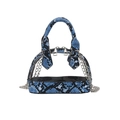 Borsa a conchiglia blu pitonata con pannello in PVC trasparente e tracolla a catena - Blu