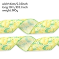 Pasen decoratielint met citroenpatroon en groene rand, 6cm breed en 10m lang decor - 10 Meter / Gele Lelie Stijl
