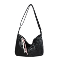 Minimalist black hobo shoulder bag with tennis racket charm and sport knot detail - Underarm Bag / Black With Pendant