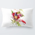 Rechthoekige pluche kussensloop met aquarel leeuwerik motief in wit design - 30cm x 50cm / Aquarel Vogel Stijl 3