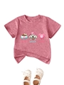 T-shirt en coton rose imprimé Eat Woof Love et sandales Mary Jane blanches pour enfants - 90cm / Pêche