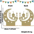 Goldenes Acryl-Eid-Mond-Stern-Tischornament mit hohlem Moschee-Silhouette-Design - Palast-Stil / Hellgold