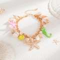 Detail of bohemian gold waist chain with starfish, shells and colorful charms - Ocean Multi-Pendant Style (0908) / Gold (0908)