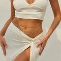Detail of silver double-layered body chain with starfish, seashell, and palm tree charms - Silver (6249)