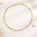Detalle de cadena corporal de doble capa con cuentas, conchas marinas y estrellas de mar - Estilo Océano Marrón Amarillo (06251)