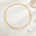 Bohemian beach style double-layer waist chain with colorful beads and starfish charms - Gold Pearl Starfish Double Layer Style (06280)