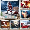 Set of six festive Christmas peach skin velvet tapestries featuring Santa Claus designs - Christmas Decorative Style (G240) / 100x70cm Peach Skin Velvet