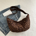 Borsa tote chic con stampa leopardata a grande capacità e tracolla larga per autunno - Marrone
