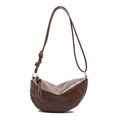 Bolso bandolera marrón en forma de luna con detalle de nudo y acabado liso de PU - Marrón